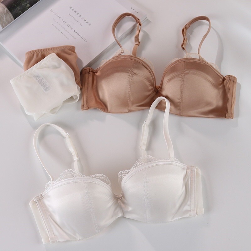 Bộ đồ lót nữ đệm mỏng 0,5cm cup ngang, có gọng nâng ngực tự nhiên sexy ren lụa satin cao cấp mềm mại thoáng mát_W268