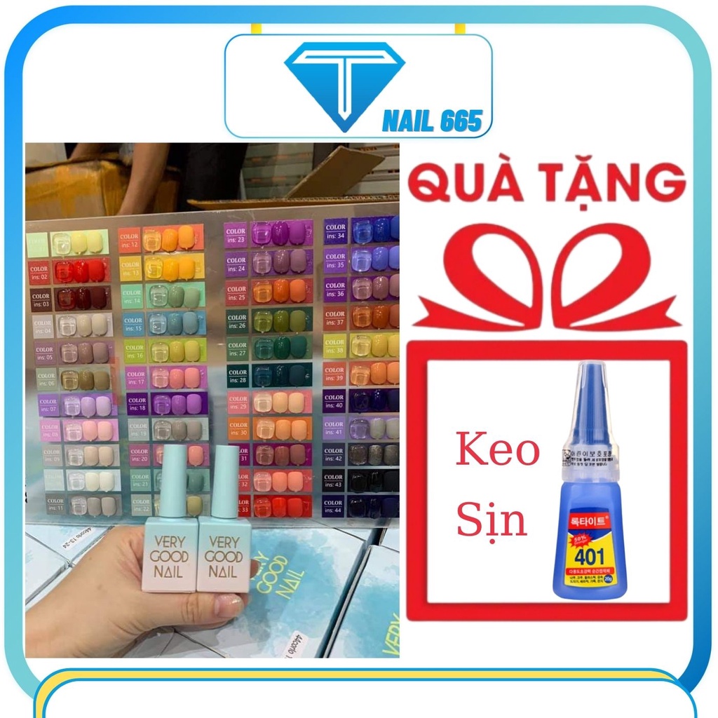 [ TẶNG DŨA MÓNG ] Sơn gel very good nail nước sơn móng tay gel Hàn Quốc chính hãng Sét 44 màu , Tặng bảng màu , Base top
