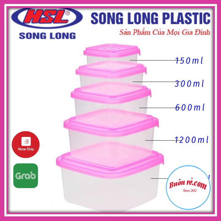 Bộ 5 hộp nhựa đựng thực phẩm Song Long 2812 bảo quản thực phẩm Buôn Rẻ 01174