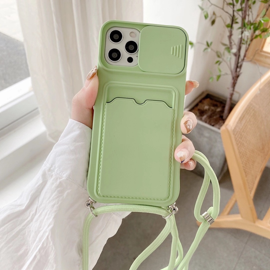 Ốp Điện Thoại Mềm Dạng Ví Có Dây Đeo Chéo Cho Iphone 11 12 13 Pro Max 14 11 Pro 13 MiNi X XR XS 7 8 Plus