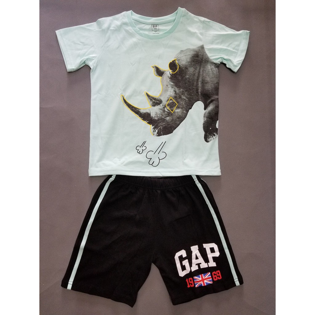 Bộ thun bé trai in tê giác size đại