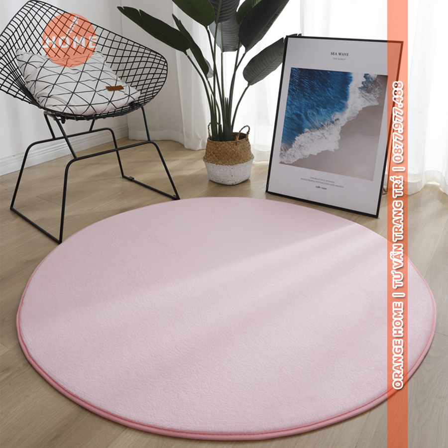 Thảm tròn chụp ảnh màu hồng nhạt 80cm | 100cm  | Nhung Nỉ | Trang trí phòng khách | phòng ngủ