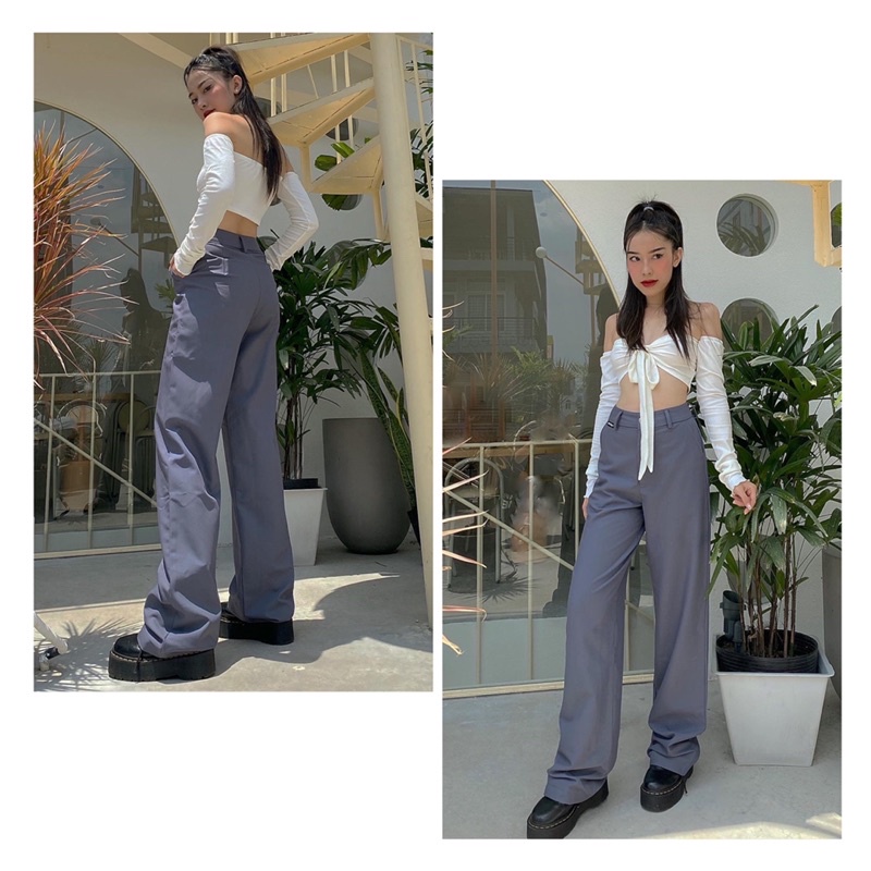 GILLBABY | Quần ống rộng tôn dáng kéo chân chất cotton (Ashy Pants)