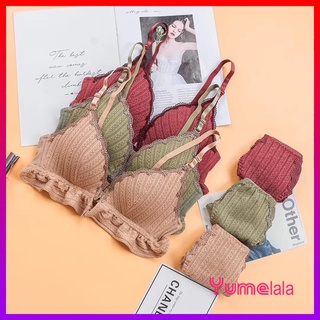 Set đồ lót cài trước không gọng cotton tăm xịn style tiểu thư đệm mỏng 1cm