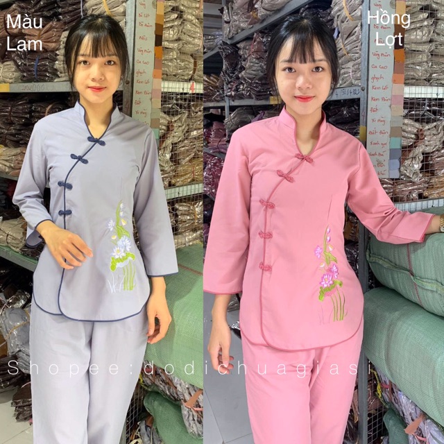 Đồ Lam Đi Chùa# Tàu Xéo Hoa Thêu Vạc Áo # Quần Áo # Đồ Bộ Nữ