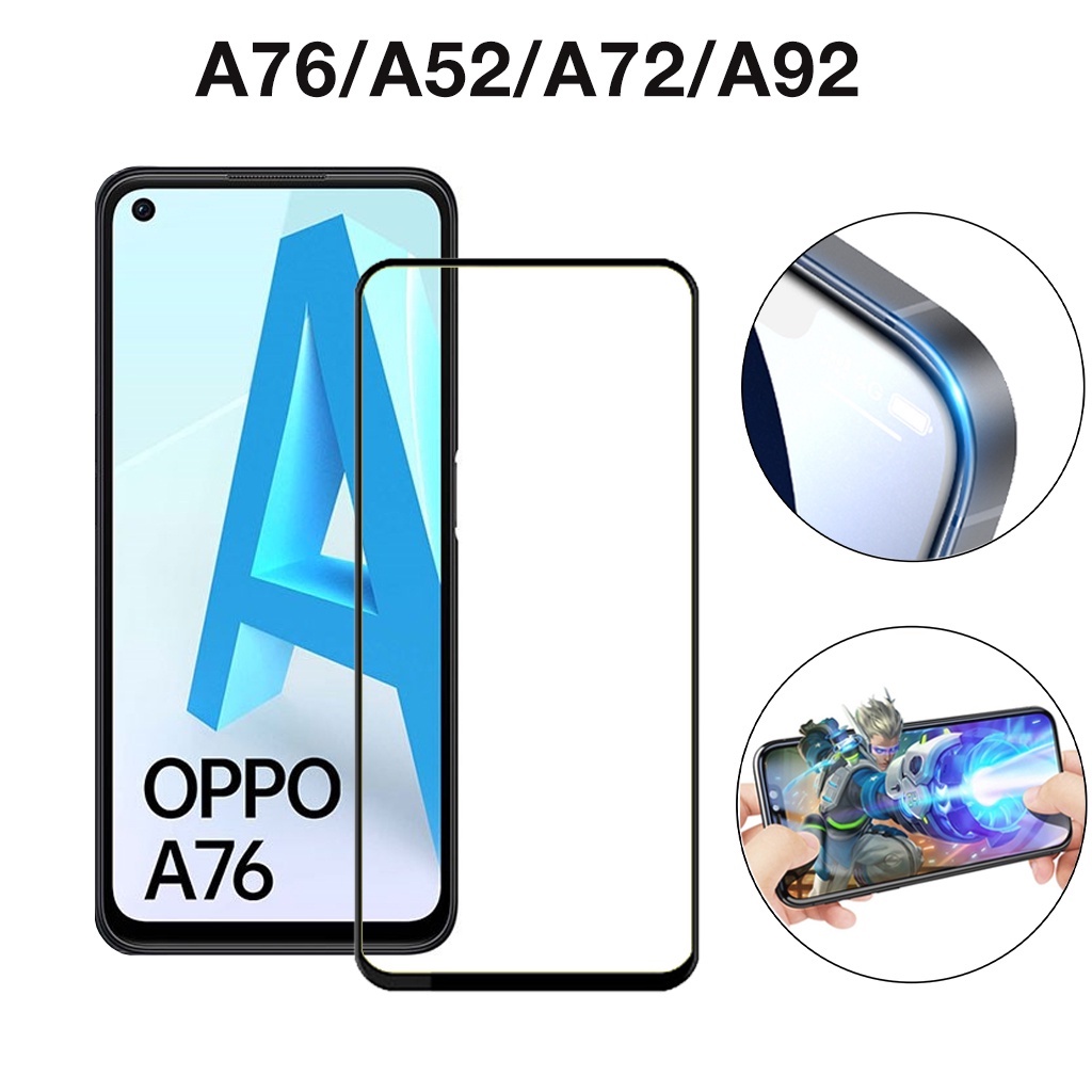 Kính Cường lực Oppo A76 A52 A92 A72 full màn cao cấp chống trầy xước màn tặng kèm khăn lau màn hình Kính [9D]