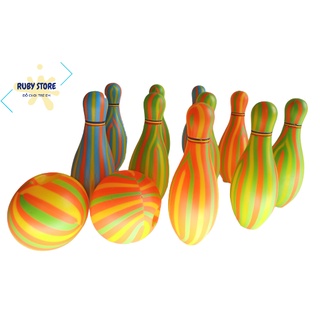 ĐỒ CHƠI BOWLING MÀU SẮC CHO BÉ (10 chai và 2 bóng nhựa)