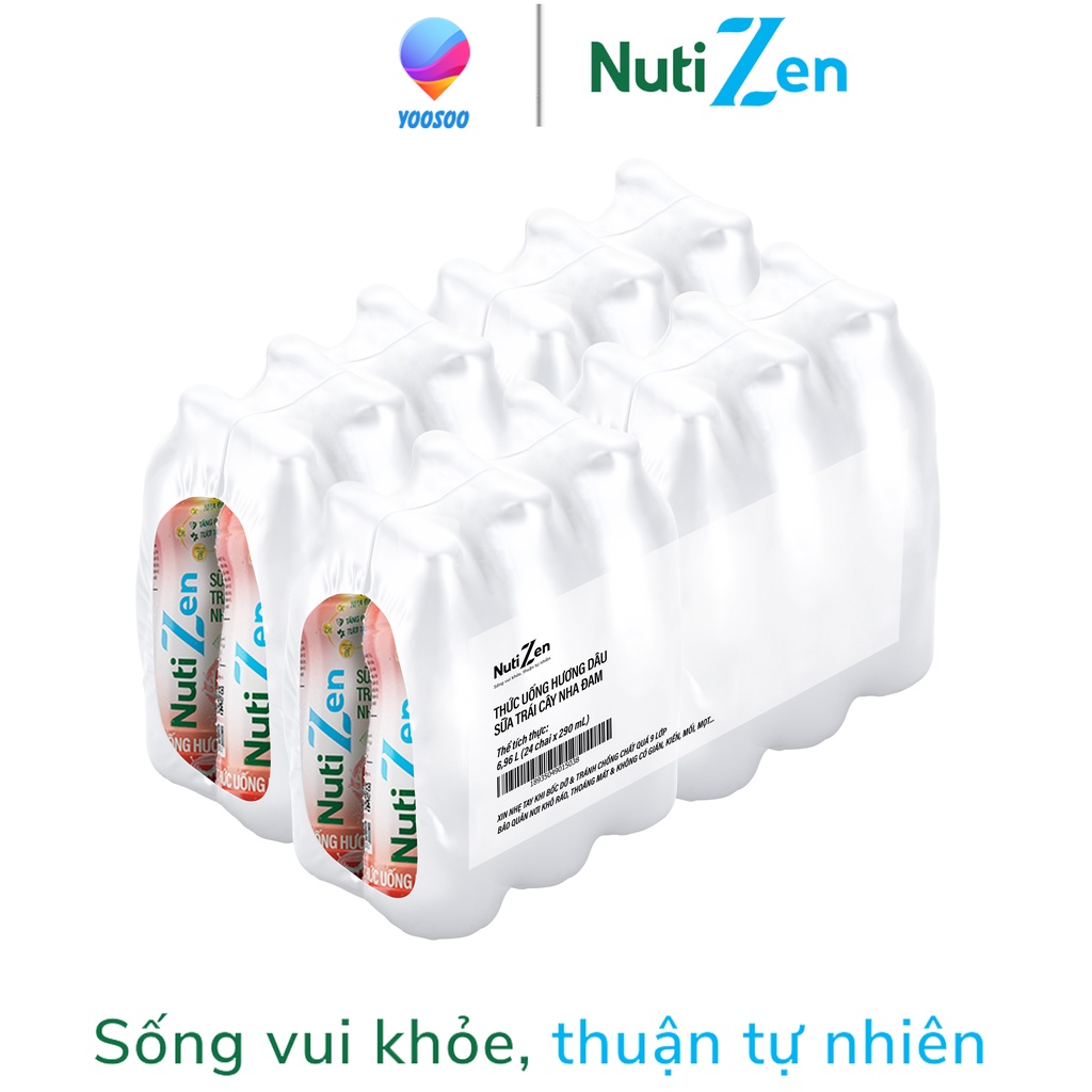 Thức Uống Hương Dâu Sữa Trái Cây Nha Đam Nutizen Chai pet 290ml ND290YS - Thương Hiệu NUTIFOOD - YOOSOO MALL