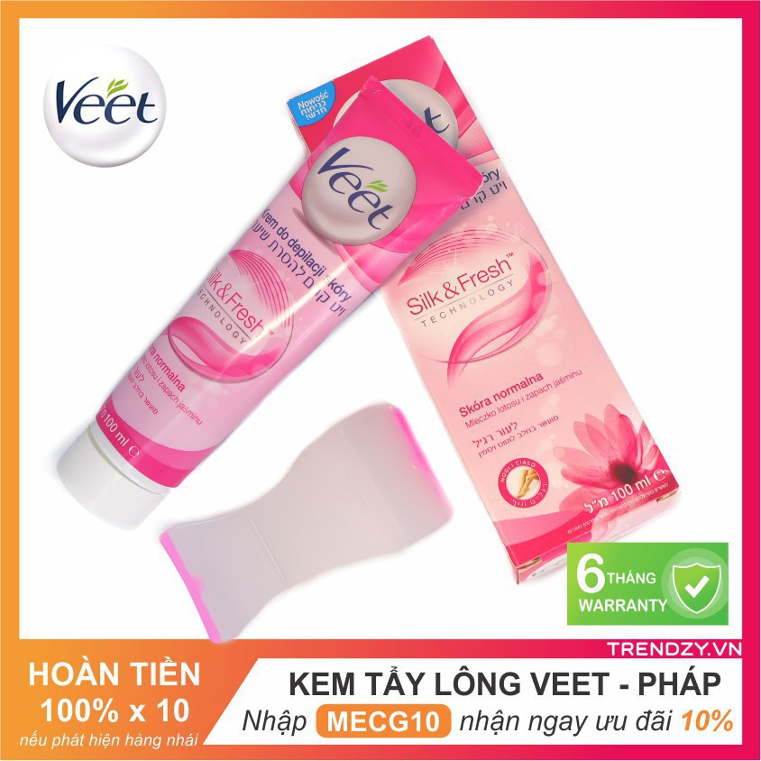 [Ưu đãi 10%] Kem tẩy lông Veet 100ml dành cho da khô - Nhập khẩu Pháp | Tẩy lông vùng kín - Dành cho da bị kích ứng