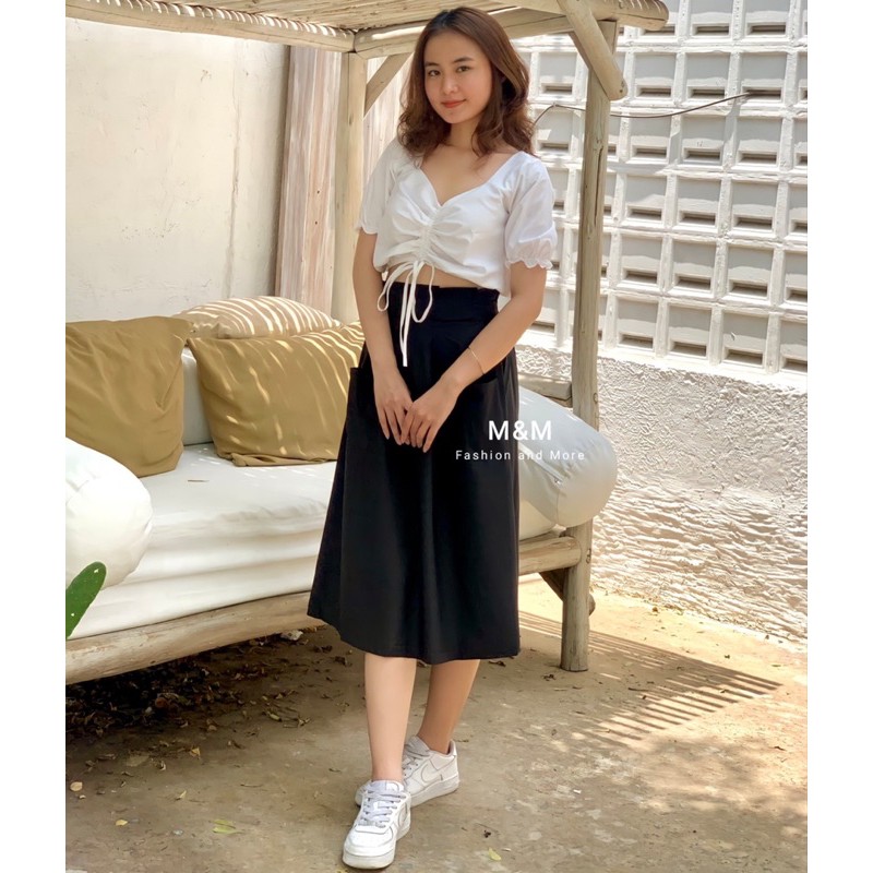 Set công sở áo rút dây phối chân váy | BigBuy360 - bigbuy360.vn