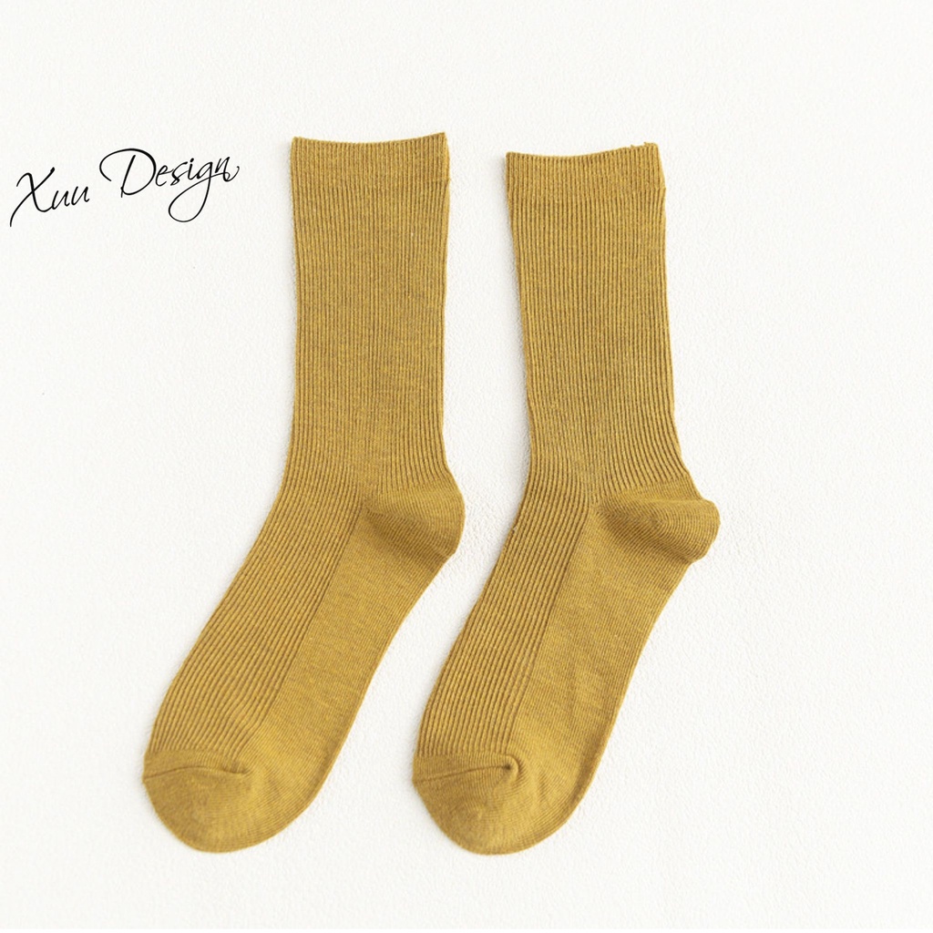 Tất cao cổ nữ Xuu Design phong cách vintage chất liệu cotton co dãn T05
