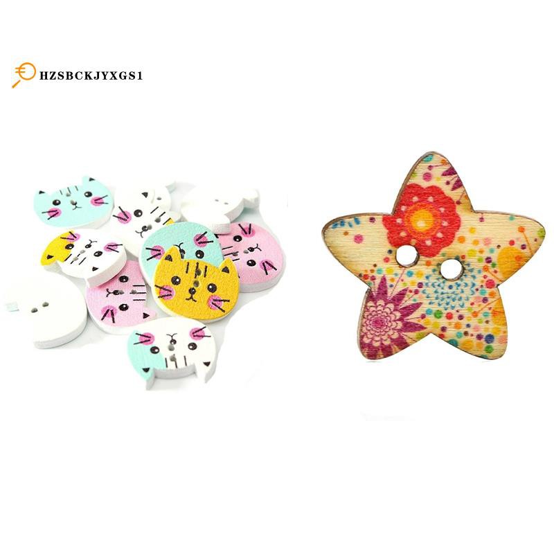 150 Pcs 2 Holes Colorful Wooden Scrapbook Sewing Buttons, 100 Pcs Car & 50 Pcs Star