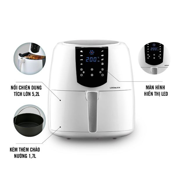 Nồi Chiên Không Dầu Lock&amp;Lock Jumbo Plus Air Fryer EJF357BLK/ EJF296BLK - Hàng chính hãng