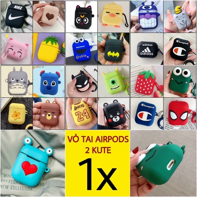 Vỏ bảo vệ tai nghe thế hệ 1-2  hình silicon cute 🍎