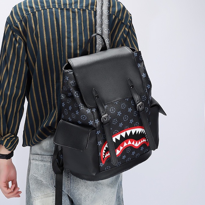 Balo da nam nữ đi học Ulzzang RIKY cặp đi học lv da pu đựng laptop 15.6 inh phong cách thể thao hàn quốc không thấm nước