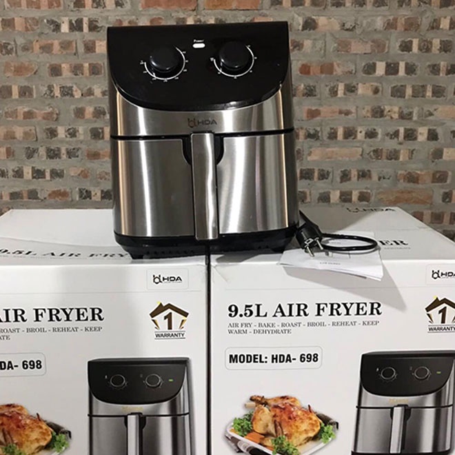Nồi chiên không dầu HDA - 698 công nghệ Đức – Dung tích lớn 9.5L 8.2L lòng khay rộng – BH 12 tháng