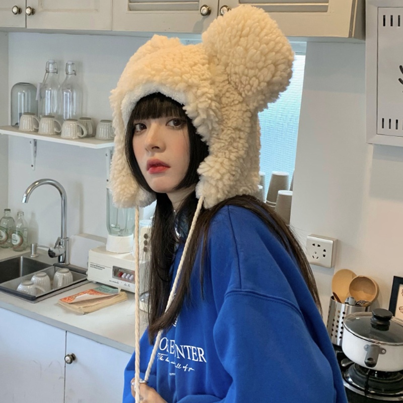 Mũ Len Lông Cừu Giữ Ấm Màu Sắc Đơn Giản Thời Trang