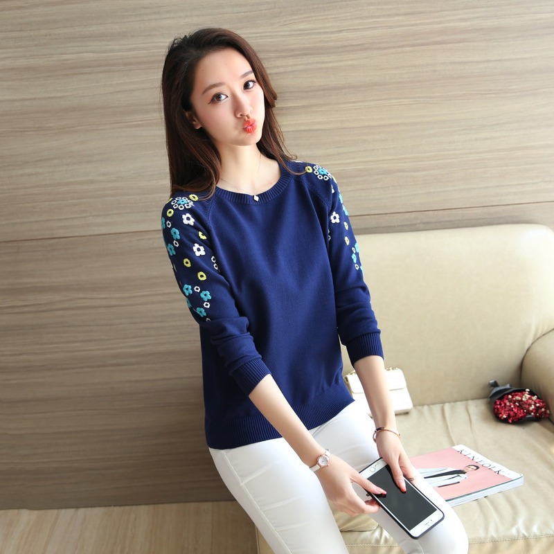 Áo Sweater Nữ Thêu Hoa Thời Trang Thu Đông