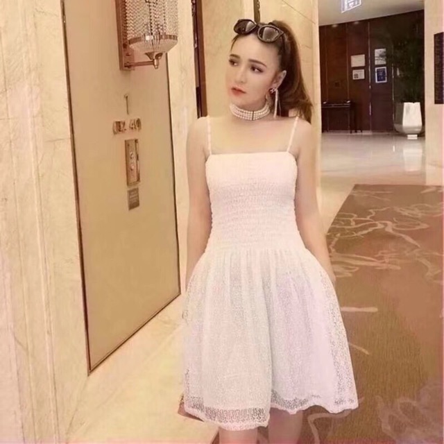 Váy 2dây bo eo đính Ngọc