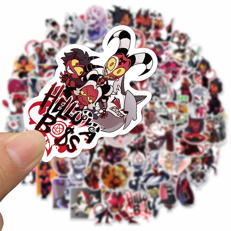 Set 100 Miếng Dán Trang Trí Laptop Ván Trượt Ghi Ta Chống Thấm Nước Họa Tiết Hoạt Hình Helluva Boss