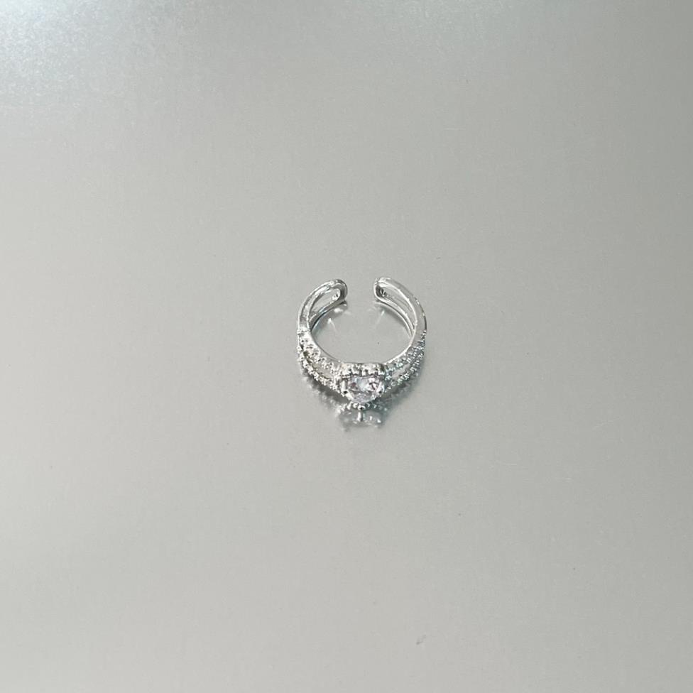 Nhẫn nữ mặt đính đá trái tim siêu xinh, nhẫn mạ bạc không phai màu han rỉ khi sử dụng, June accessories