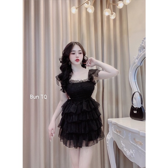 Váy tơ tầng chun ngực