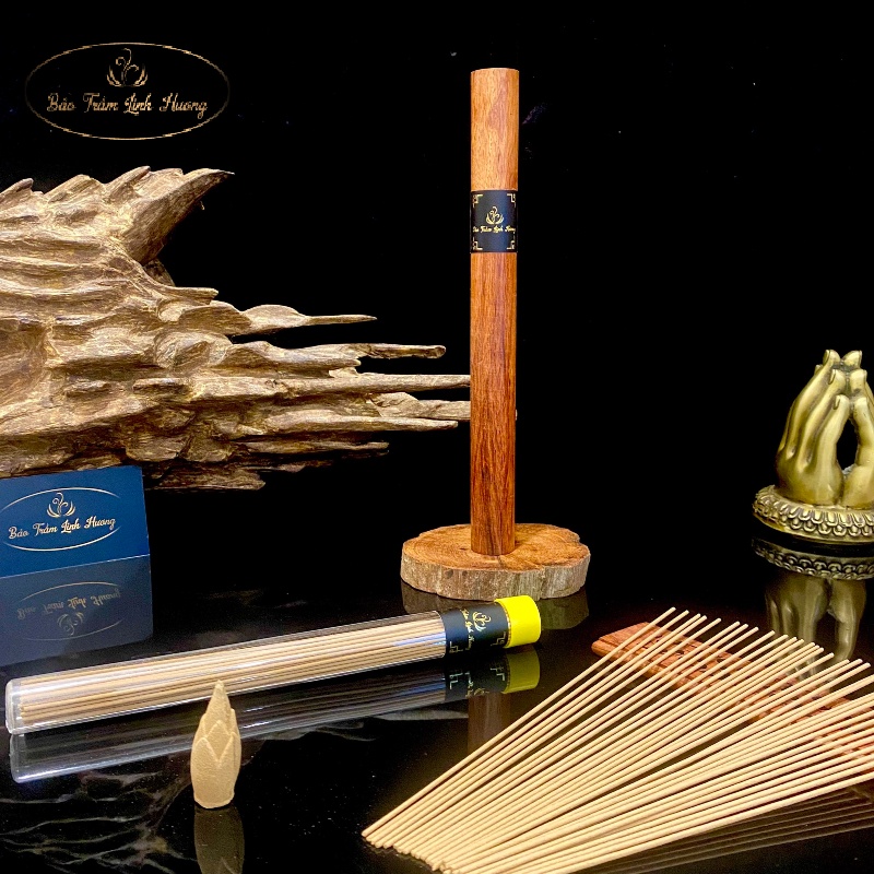 Hộp Đốt Nhang Không Tăm Trầm Hương - Khay Đốt Nhang Bằng Gỗ Hương Cao Cấp Chạm Hoa Văn Tinh Xảo Sang Trọng
