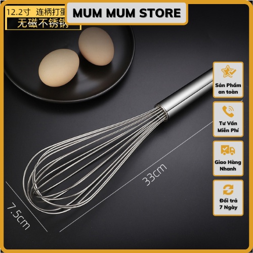 Phới lồng/Dụng cụ đánh trứng, khuấy trộn bột, đánh bông kem bơ bằng inox 304 size lớn 33,39,43 cm - Thương hiệu Đài Loan