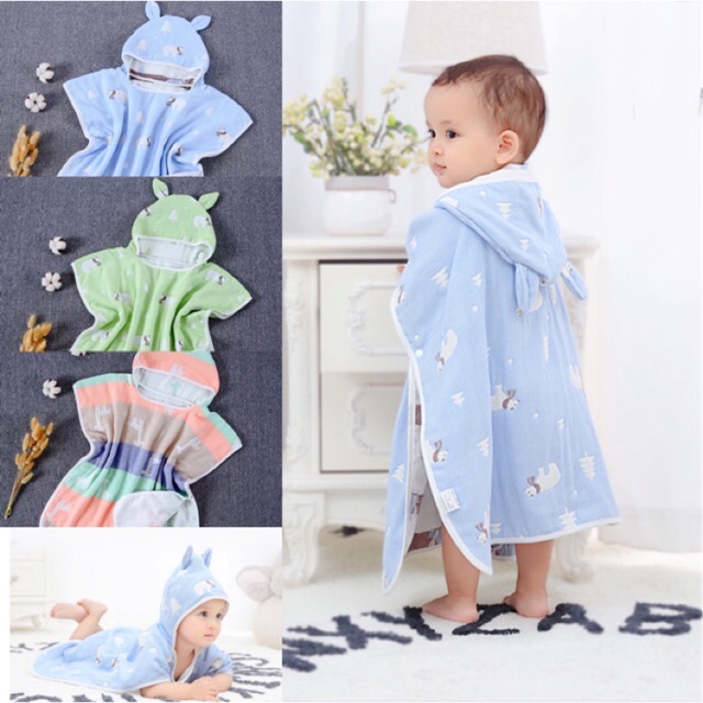 Babycity Khăn tắm có mũ cho bé khăn choàng tắm cotton khăn tắm xô đồ dùng cho bé