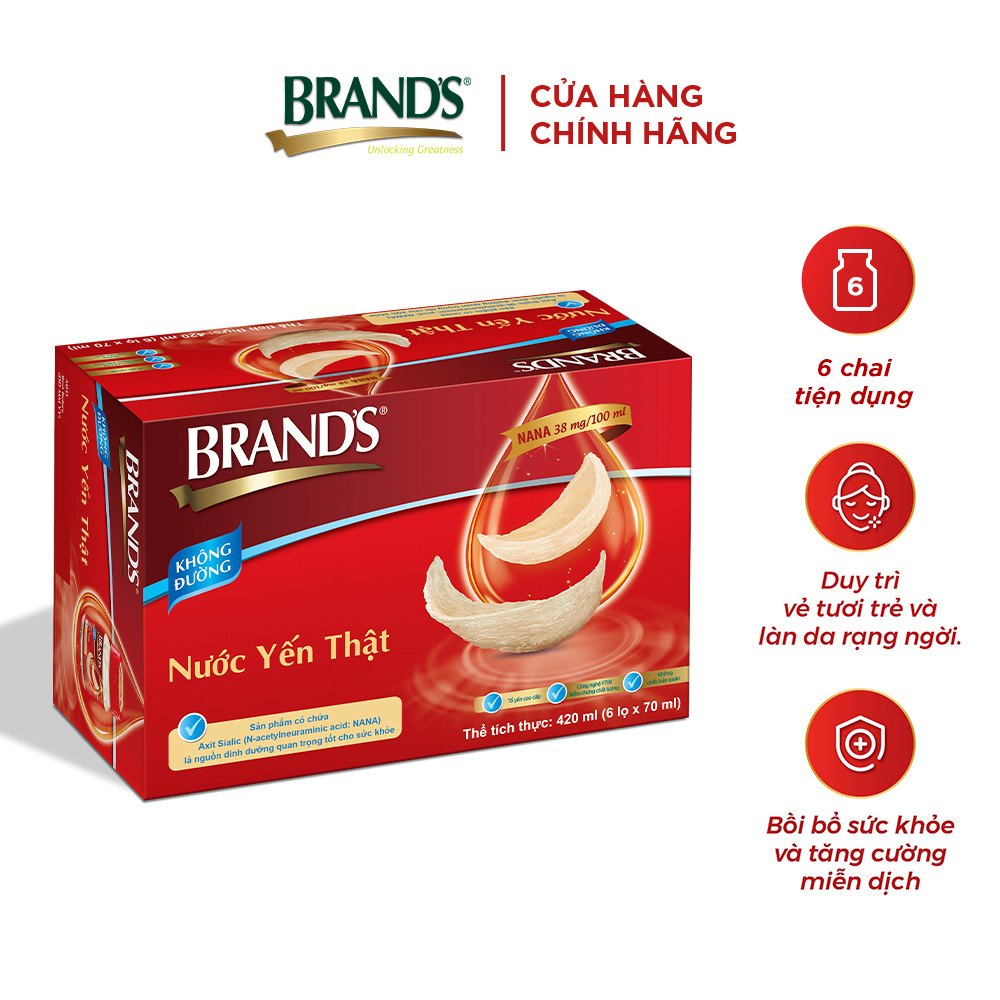 Nước yến thật BRAND'S không đường (70 ml x 6 lọ)