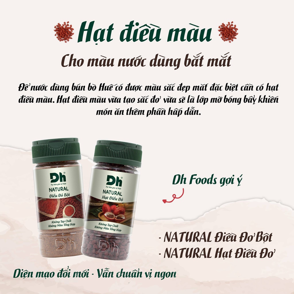 Điều đỏ bột Naturakl Dh Foods gia vị, hương liệu nấu ăn tự nhiên, tiện lợi 50gr