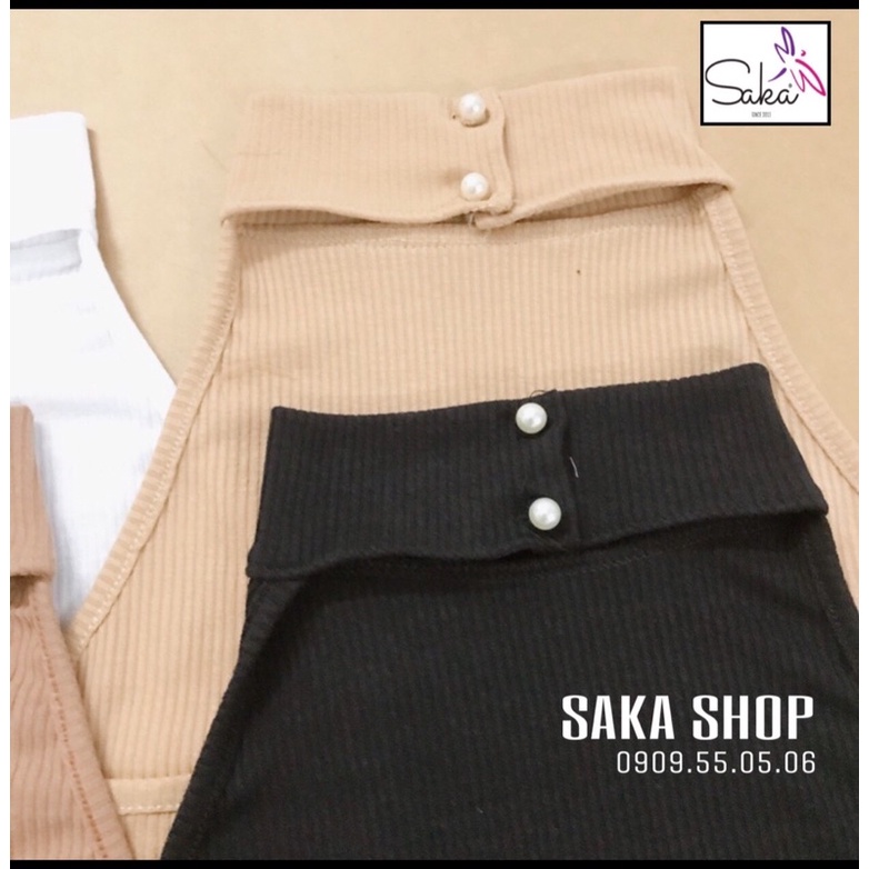 Áo thun nữ nút sau thun cotton gân