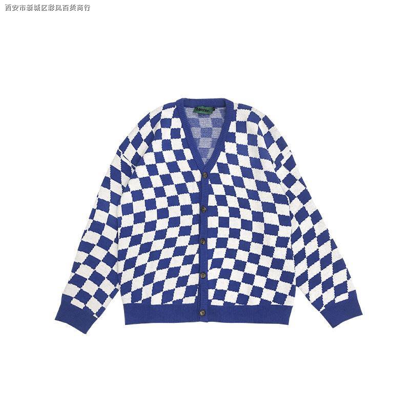 ■Áo khoác Cardigan dệt kim cổ chữ V họa tiết sọc caro phong cách Nhật Hàn | BigBuy360 - bigbuy360.vn