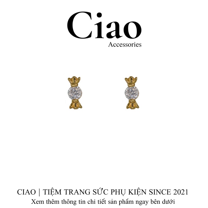 Khuyên tai/ Bông tai mạ bạc S925 thiết kế hình viên kẹo Candy Tiny Ciao