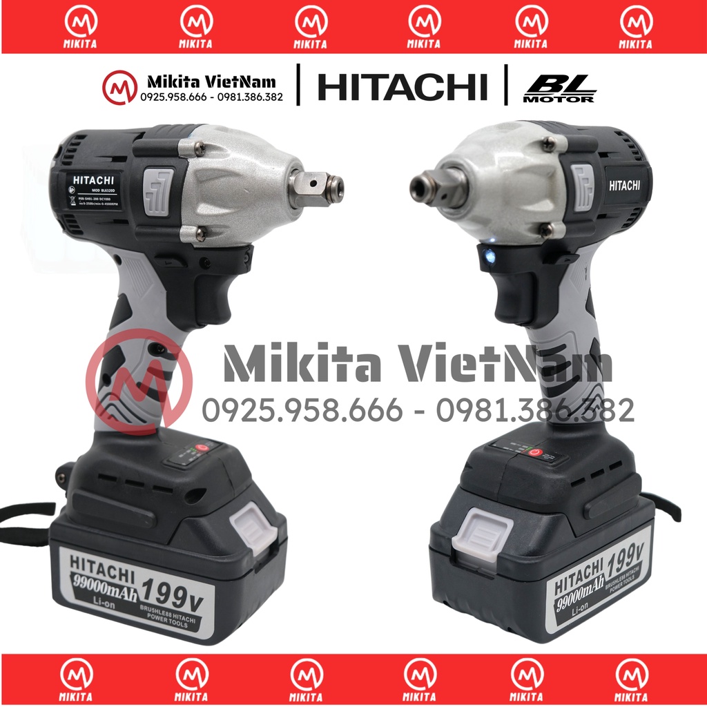 Máy Siết Bulong Hitachi 199V - Động cơ không chổi than- Loại 1