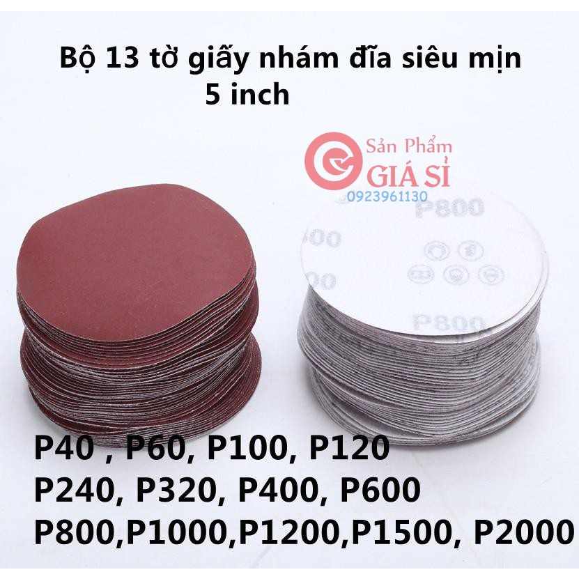 Bộ 13 tờ giấy nhám đĩa siêu mịn 5 inch ❤️freeship❤️