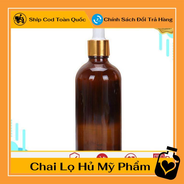 Lọ Chiết Serum ❤ TOP GIÁ RẺ ❤ [100ml] Chai lọ đựng tinh dầu thủy tinh nắp bóp giọt Khoen Vàng, phụ kiện du lịch
