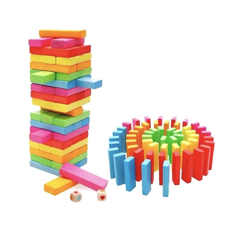 Bộ rút gỗ xếp hình Domino Montessori hình khối giúp bé giải trí - Giúp trẻ rèn luyện tính cẩn thận và khéo léo.