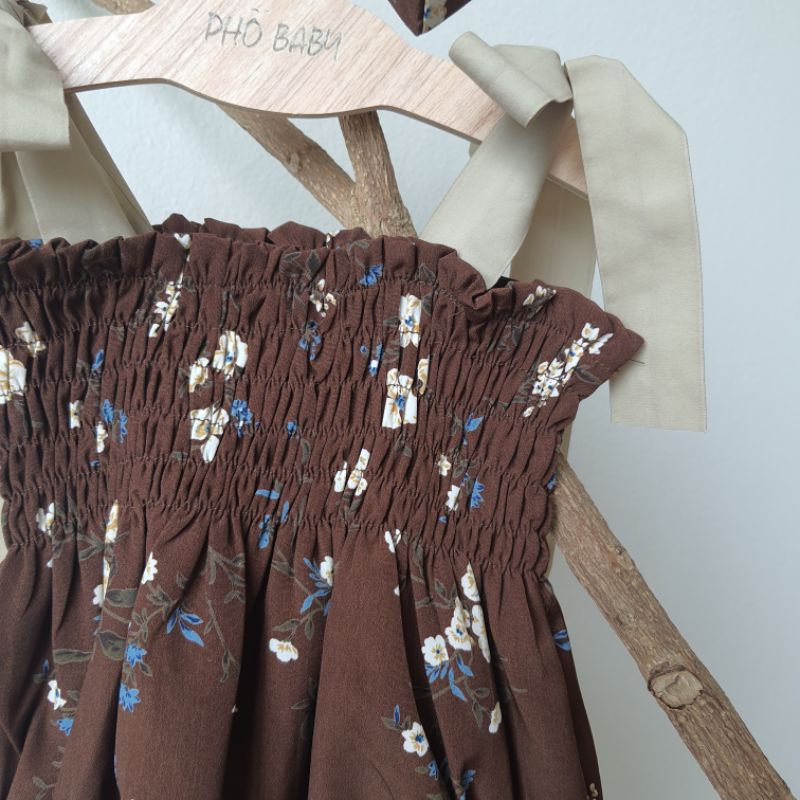 body nâu hoa nhí chun ngực kiểm turban siêu xinh