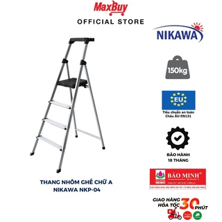 Thang Nhôm Ghế 3,4 Bậc Nikawa NKP nhập khẩu Nhật Bản, bảo hành chính hãng 18 tháng