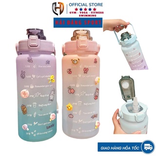 Bình đựng nước 2l dễ thương có vạch báo giờ uống nước