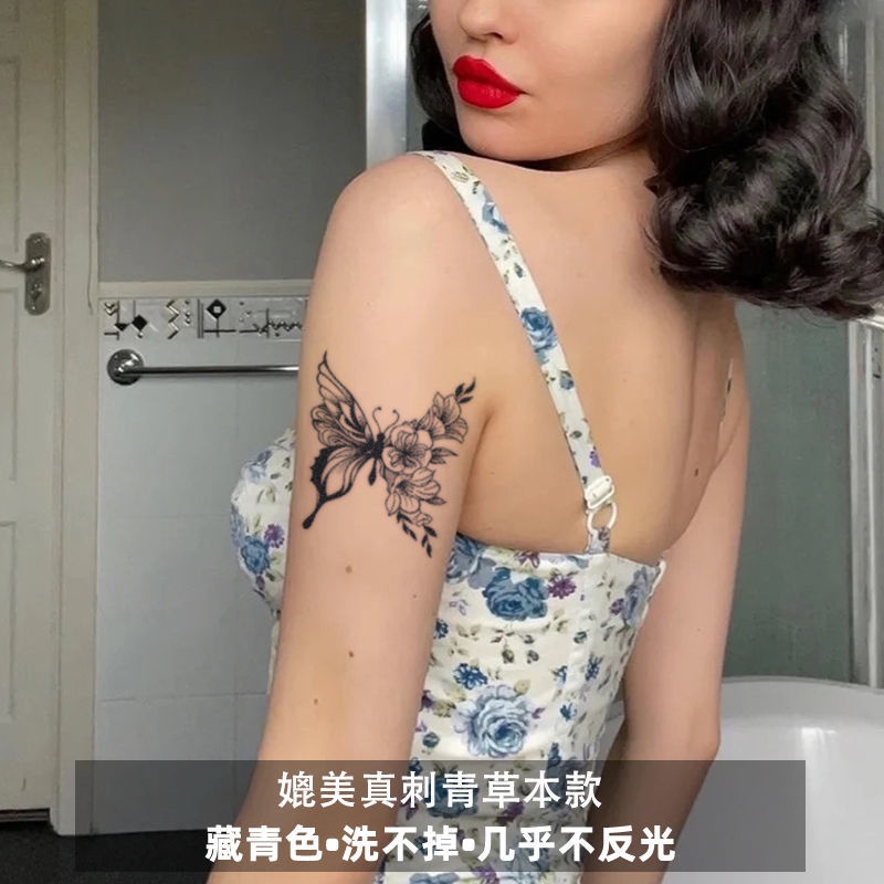 Hình Xăm Dán Họa Tiết Bươm Bướm Và Hoa Cỡ Lớn Chống Thấm Nước Lâu Trôi Cho Nữ