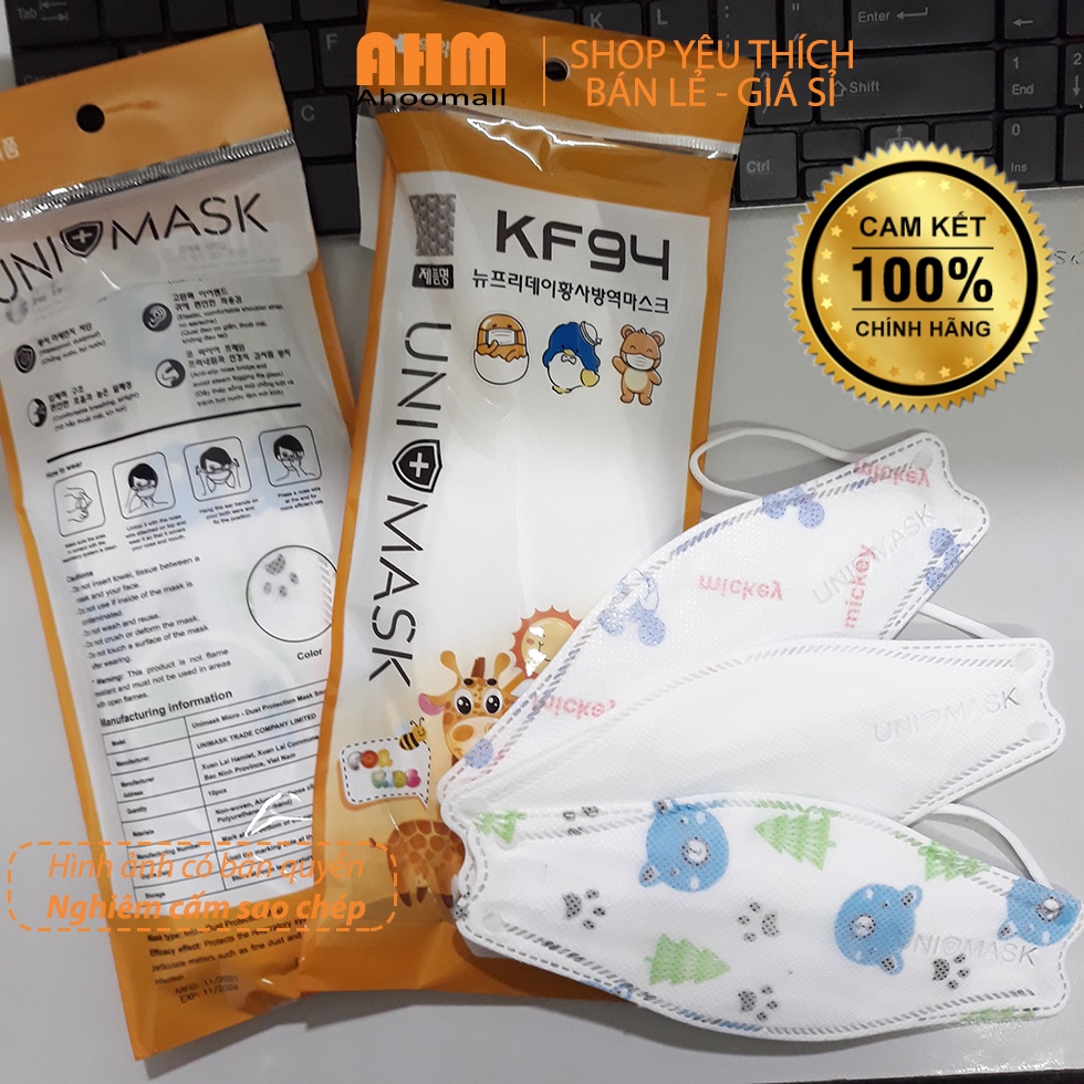 Set 50 chiếc khẩu trang trẻ em 4 lớp KF94 UNI MASK Chính hãng, giúp bé kháng khuẩn, chống bụi mịn