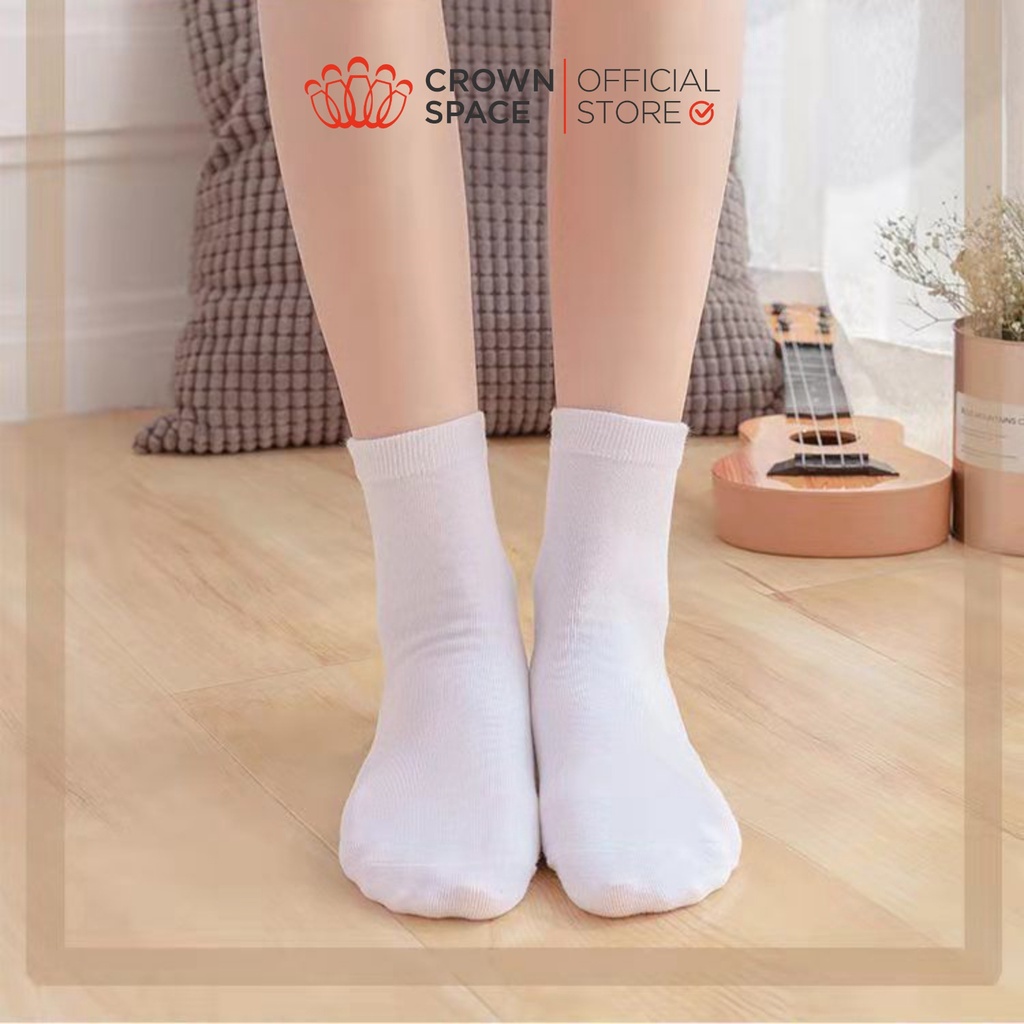 Tất Trắng Cao Cấp Crown Space Cho Bé Trai Bé Gái Đi Học PKT21630 – Cotton Len, Thoáng Khí – Kết hợp với Giày Shool Shoes
