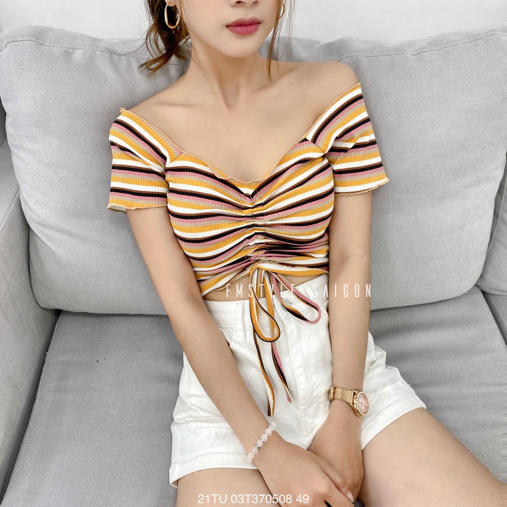 Áo thun tay ngắn VM STYLE rút dây cuốn biên 21TU12T370702