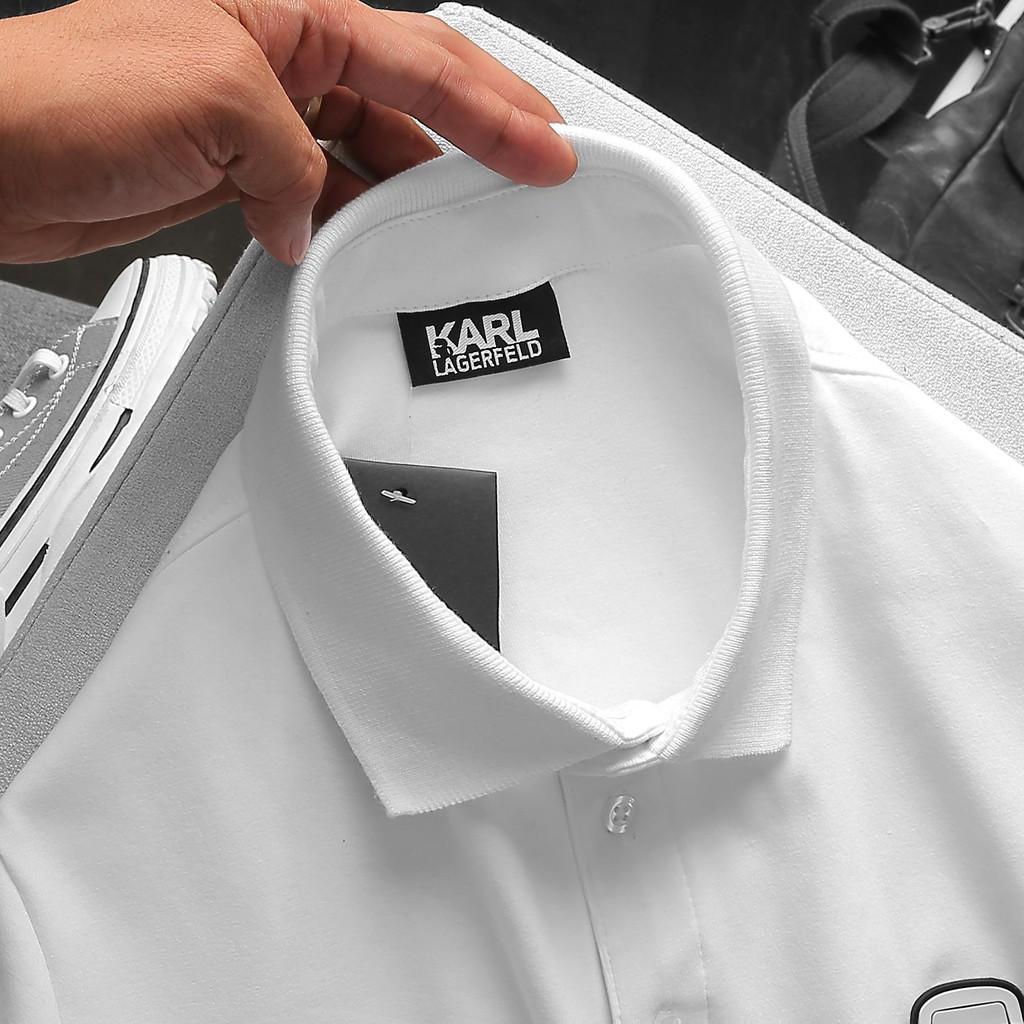 Áo polo nam có cổ gắn logo KARL chính hãng chất cotton 100% - Form Slim Fit - Polo basic hot trend