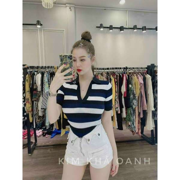 55=&gt;80kg Bigsize ÁO LEN SỌC CỔ TRỤ