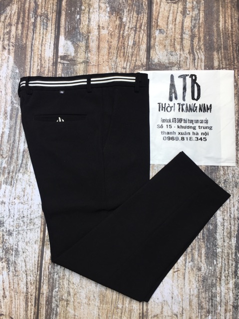 Xả Hàng Quần Tây Nam Đen Phối Viền Thắt Lưng Hàn Quốc | BigBuy360 - bigbuy360.vn