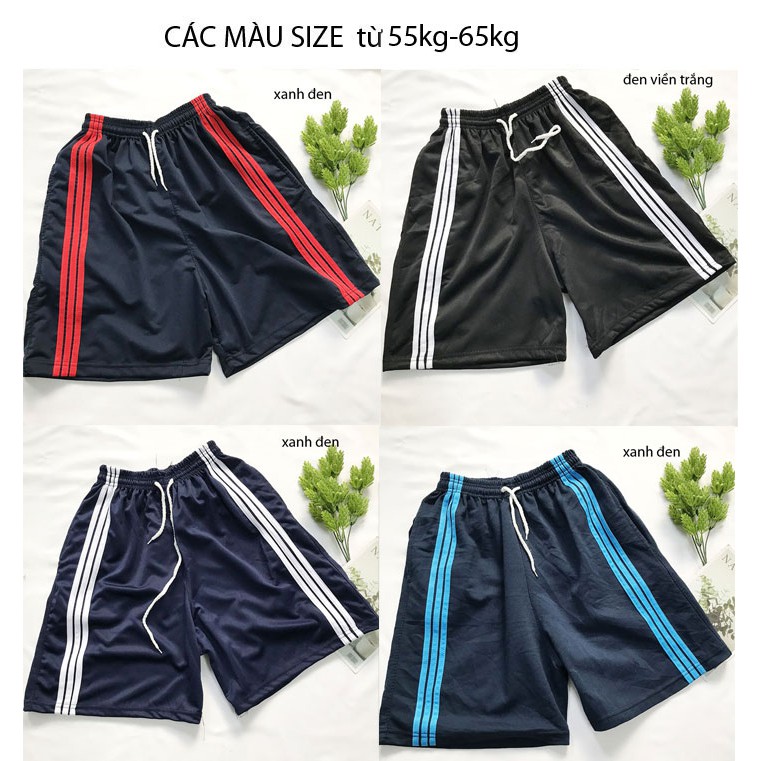 Quần đùi nam SIZE từ 55kg-75kg quần sọt short lửng nam thể thao mặc nhà thun phối 3 sọc - QDN04