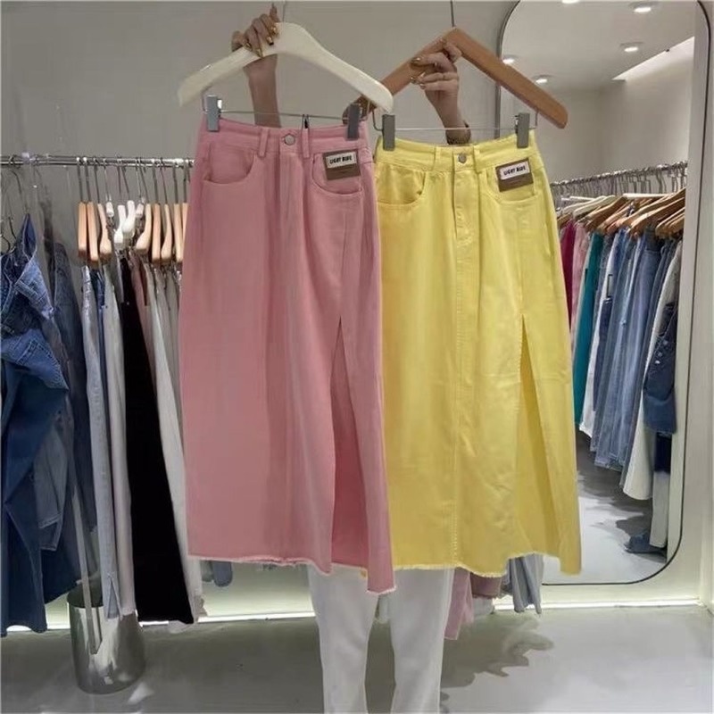 Chân váy jean Dáng Chữ A Lưng Cao Thiết Kế Mới Thời Trang Mùa Hè Cho Nữ